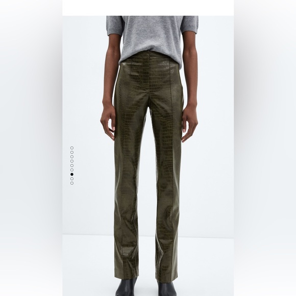 Mango green faux-leather trousers - Picture 1 of 7